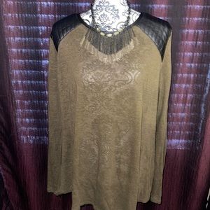 Faux Leather Sleeve Top